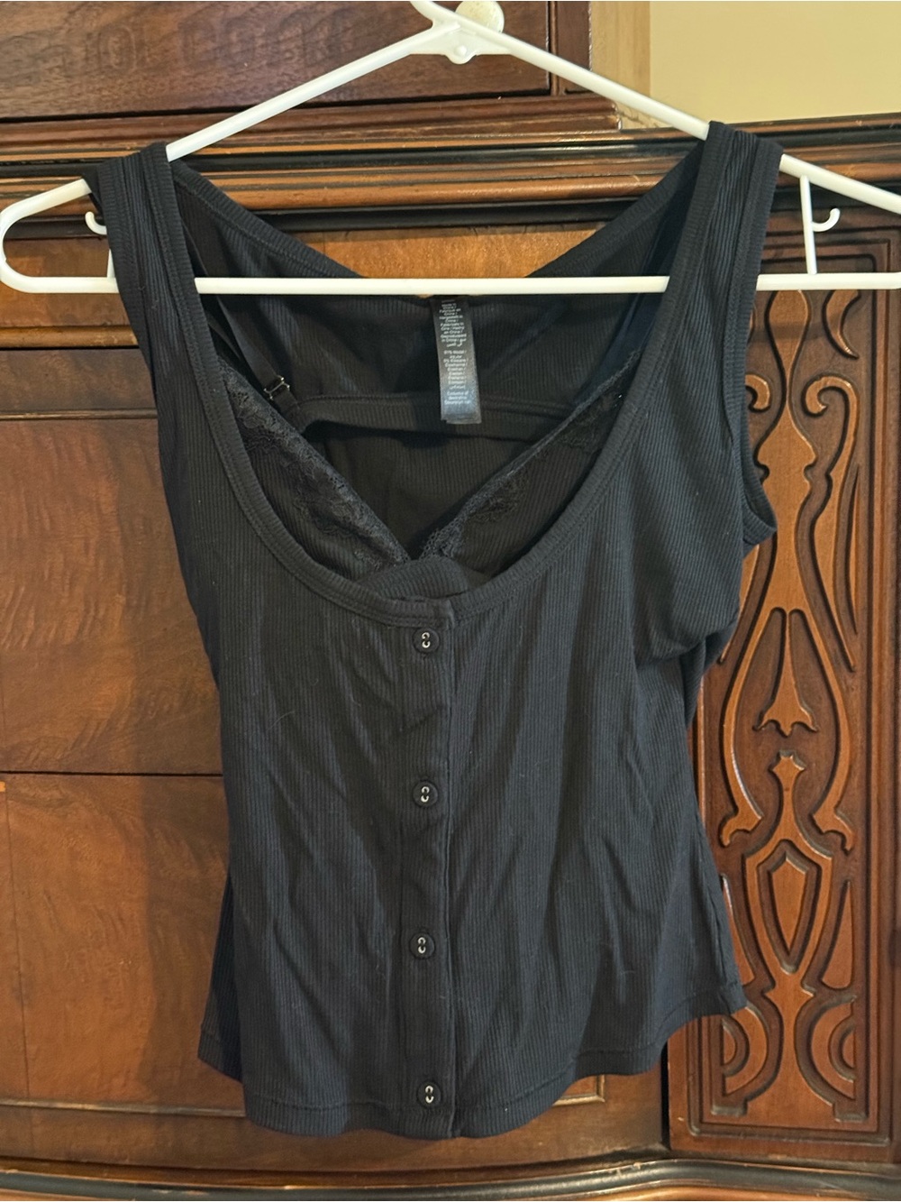 NWT SKIMS Black Ribbed Button-Front Women’s Tank Top